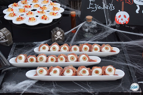 Eyeballs and Devil's Eggs on Halloween Display