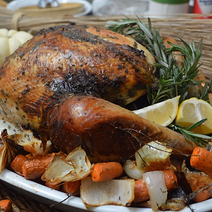 Thanksgiving Turkey w/ Roasted Vegetables - Closeup