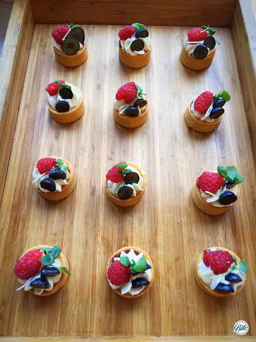 Wooden Tray with Lemon Tarts 