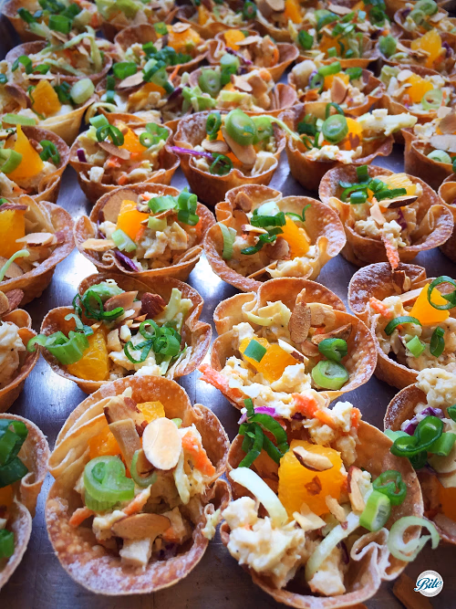 Asian Chicken Salad on Crispy Wonton Bites