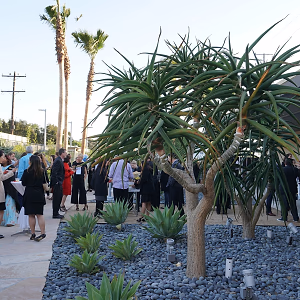 Guests Enjoying Wende Museum Courtyard