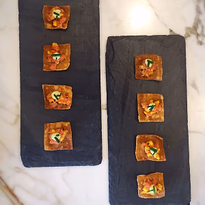Ahi Tuna Tartara Bites on Wonton Crisp