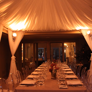 Dinner Setup Under Uplit Tent