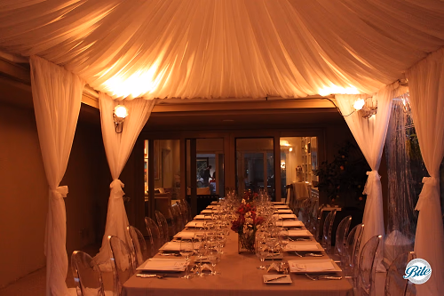 Dinner Setup Under Uplit Tent