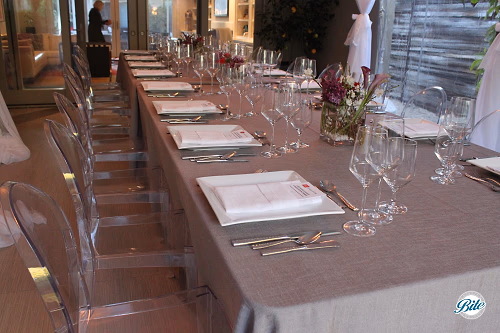Long Dinner Table Setup with Menus