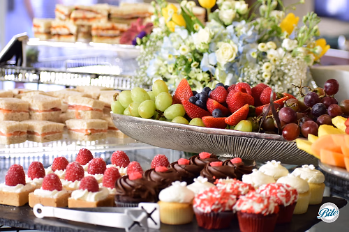 Dessert Assortment with Tea and Fruit