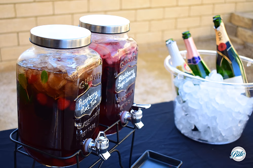 Drink Station with Tea, Lemonade, and bubbly