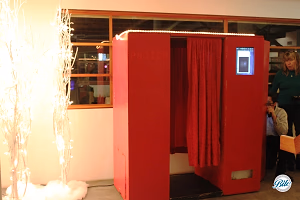 Photobooth next to holiday decor