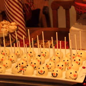 Snowman Cake Pops on Display