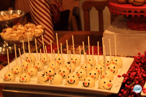 Snowman Cake Pops on Display