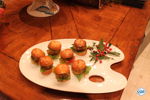 Mini Burgers arranged with Mistletoe
