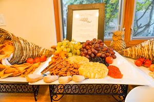 Brie en Croute surrounded by cornucopias