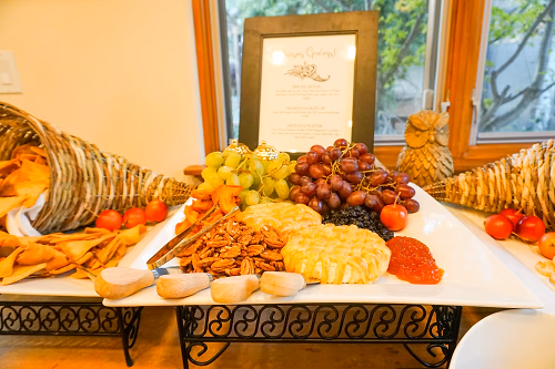 Brie en Croute surrounded by cornucopias