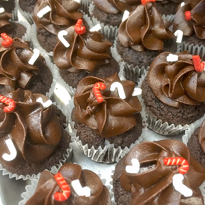 Mini Chocolate Cupcakes w/ Holiday Decor