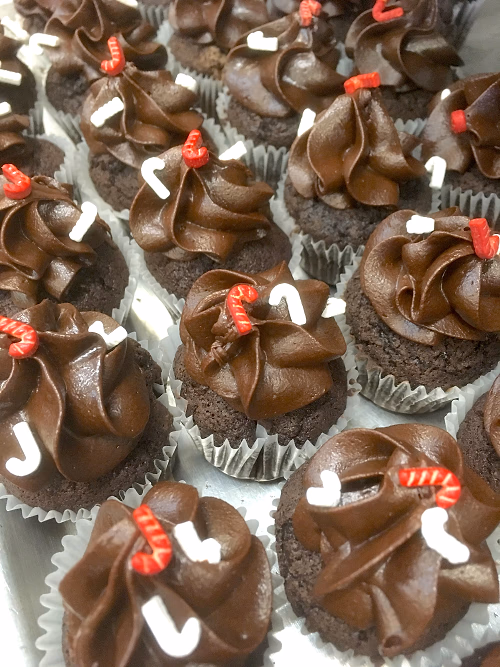 Mini Chocolate Cupcakes w/ Holiday Decor