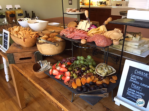 Table w/ Assorted Fruit, Cheese and Charcuterie, Tea Sandwiches