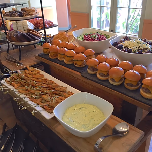 Herb Shrimp and Mini Burgers on Buffet