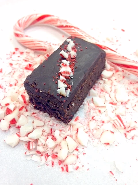Chocolate truffle brownie bites with peppermint