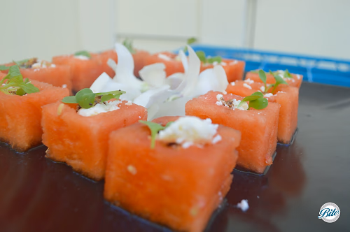 Watermelon Cubes on Tray