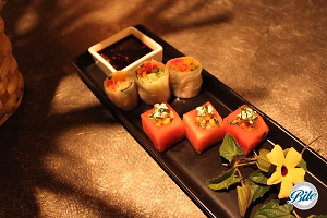 Spring Bites - Watermelon Cubes and Spring Rolls