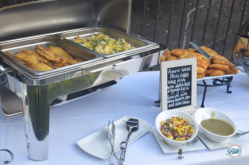 Agave glazed fish and Gnocchi on the buffet next to Potato Croquettes