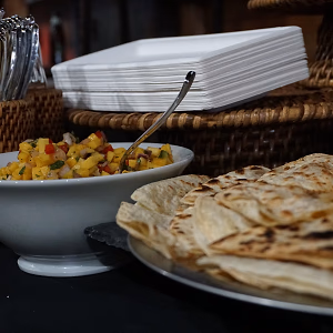 Quesadillas with mango salsa