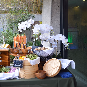 Table with Market Crudite and Cheese Displays