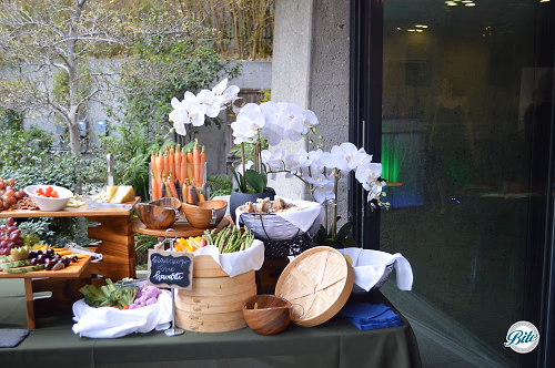 Table with Market Crudite and Cheese Displays