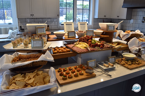 Stationary display in kitchen with ceviche shots