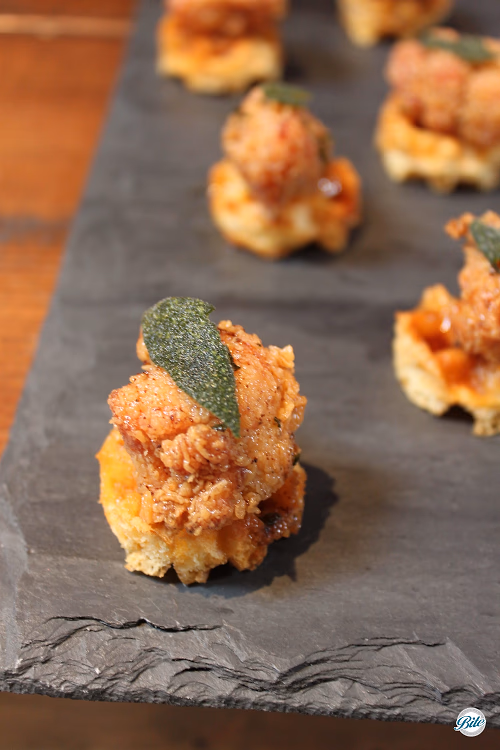 Mini Chicken n Waffles on Tray