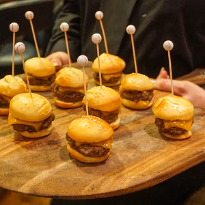 Mini Cheeseburgers with Baseball Picks