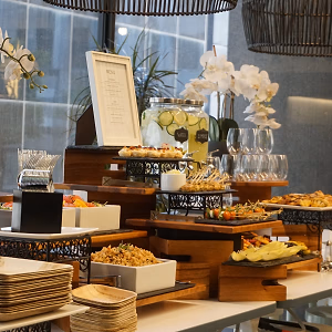 Buffet on Wooden Display