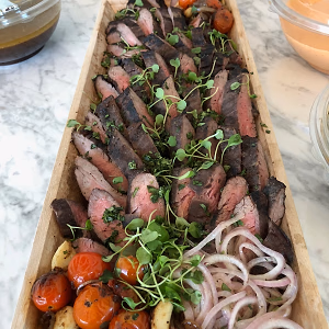 Marinated Flank Steak in Wooden Trays