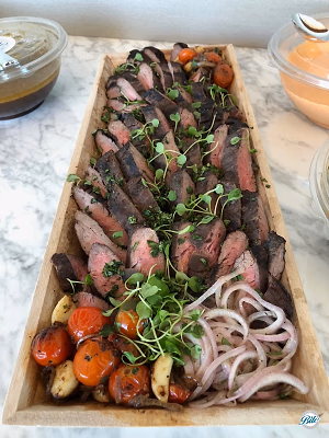 Marinated Flank Steak in Wooden Trays