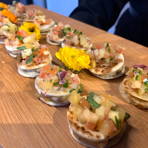 Mini Vegan Quesadillas on Wooden Tray