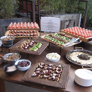 Stationary hors d'oeuvres on contemporary display