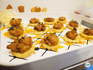 Mini Chicken n' Waffles on White Tray