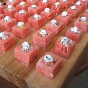 Watermelon Cubes with Gazpacho