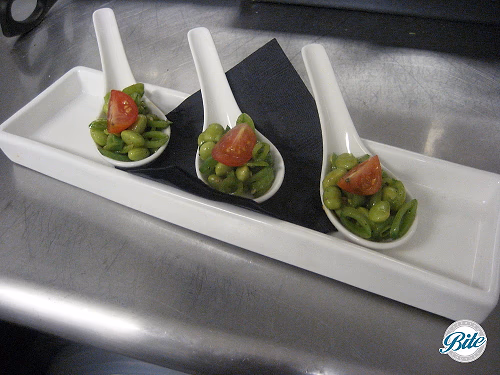 Edamame Salad on tasting Spoons