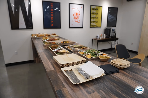 Food in Wooden Trays on Wood Table