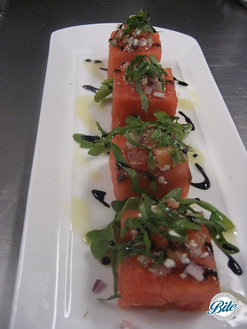 Watermelon cube salad hors d'oeuvre 