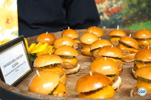 Smoked BBQ Chicken Slider on Wood Tray