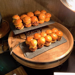 Short Rib Sliders in Wooden Table