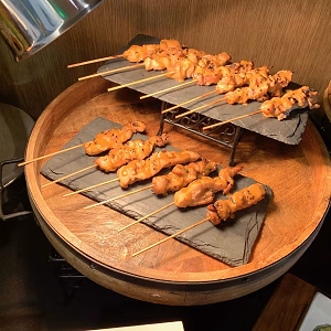 Chicken Satay on Wooden Table