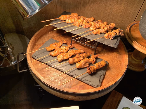 Chicken Satay on Wooden Table