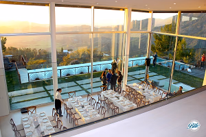 Tables Set up For Plated Dinner at Sunset