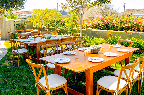 Tables Set for Meal Outdoors