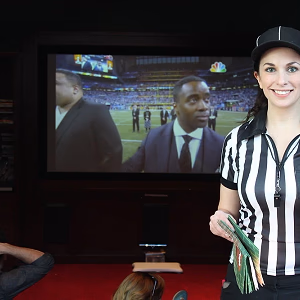 Super Bowl Party with referee costumed staff