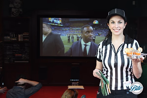 Super Bowl Party with referee costumed staff
