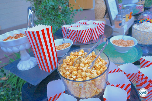 Popcorn Bar Setup with Popcorn and Nuts